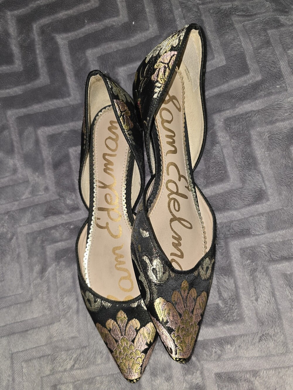 Sam Edelman Rodney Metallic Floral Brocade D'Orsay Pointed Toe Flats 9